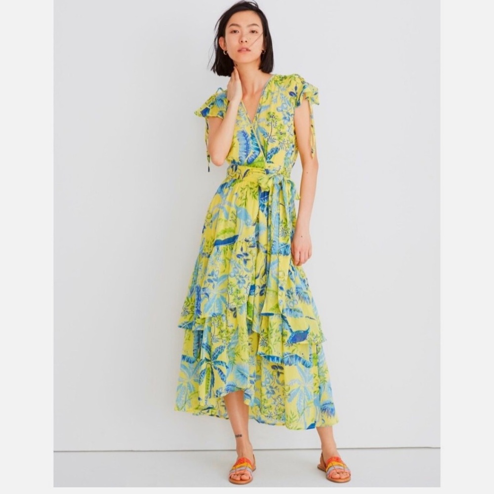 Banjanan Floral Yellow and Green Wrap Dress